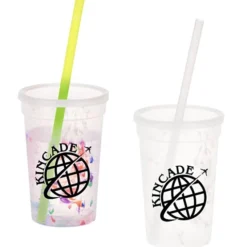 Rainbow Confetti Mood Cup with Straw - 16 oz