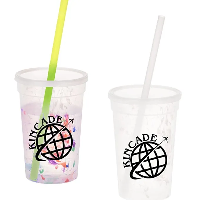Rainbow Confetti Mood Cup with Straw - 16 oz