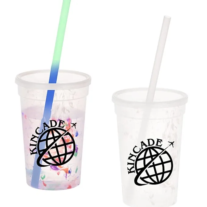 Rainbow Confetti Mood Cup with Straw - 16 oz