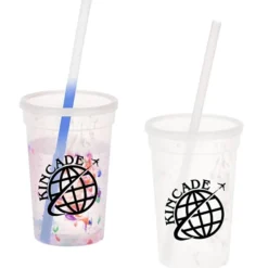 Rainbow Confetti Mood Cup with Straw - 16 oz