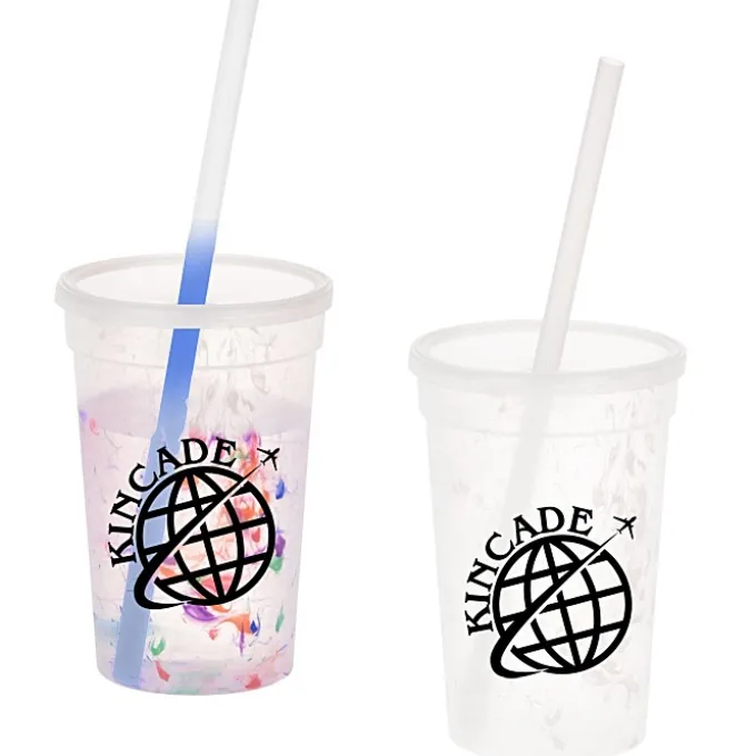 Rainbow Confetti Mood Cup with Straw - 16 oz