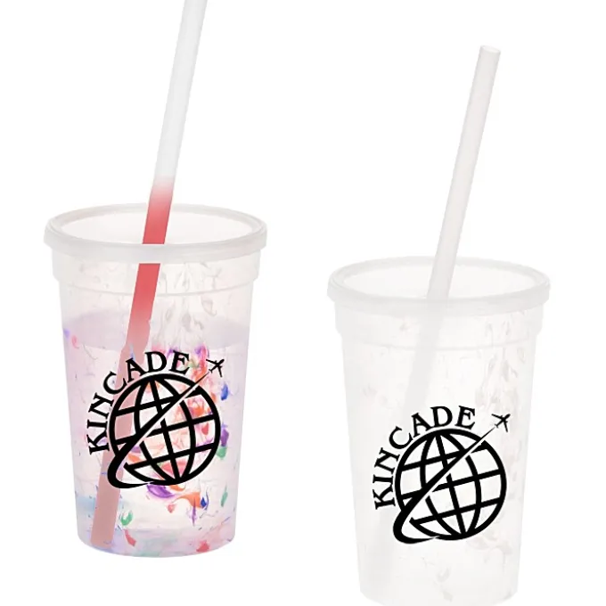 Rainbow Confetti Mood Cup with Straw - 16 oz