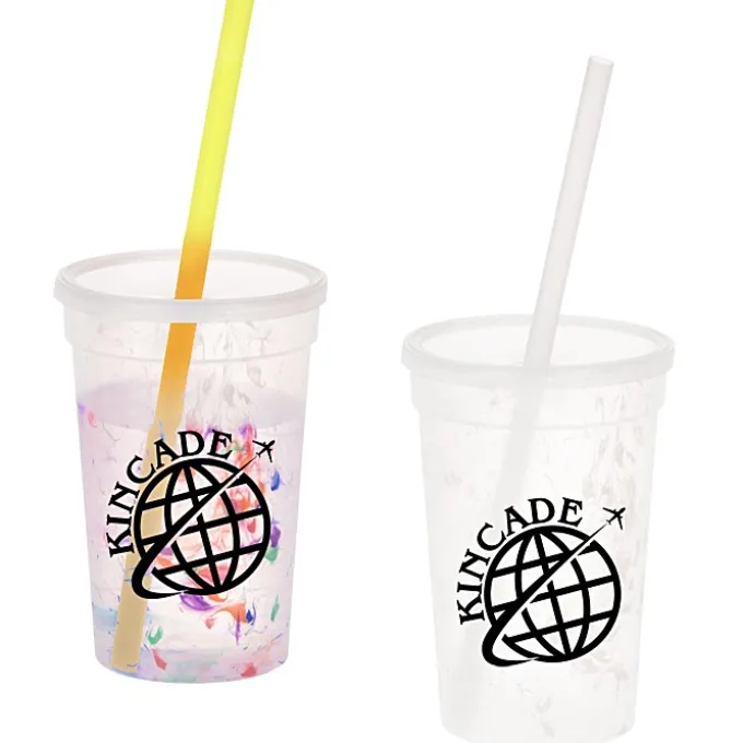 Rainbow Confetti Mood Cup with Straw - 16 oz