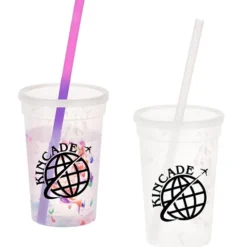 Rainbow Confetti Mood Cup with Straw - 16 oz