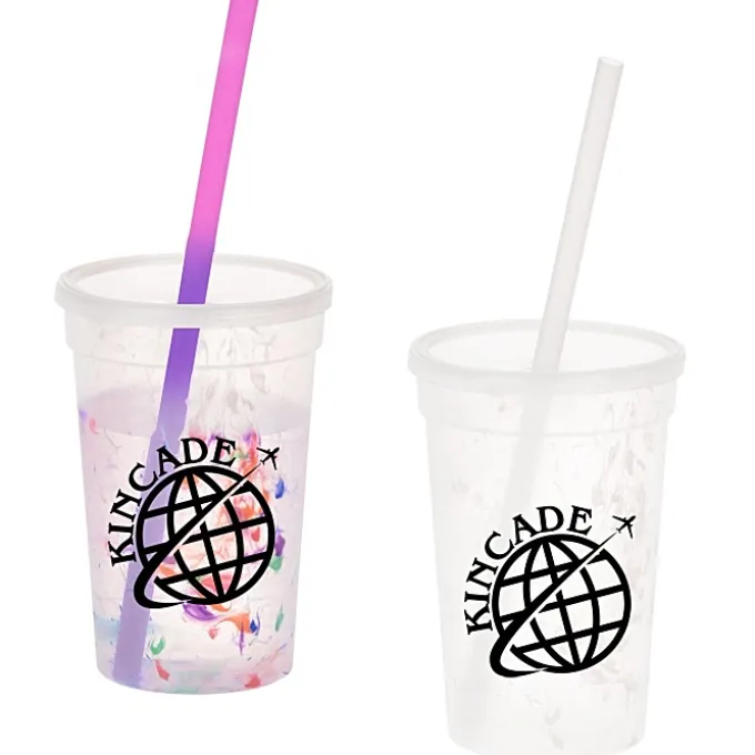 Rainbow Confetti Mood Cup with Straw - 16 oz