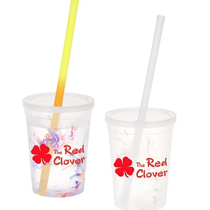 Rainbow Confetti Mood Cup with Straw - 11 oz