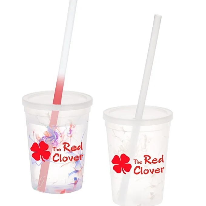 Rainbow Confetti Mood Cup with Straw - 11 oz