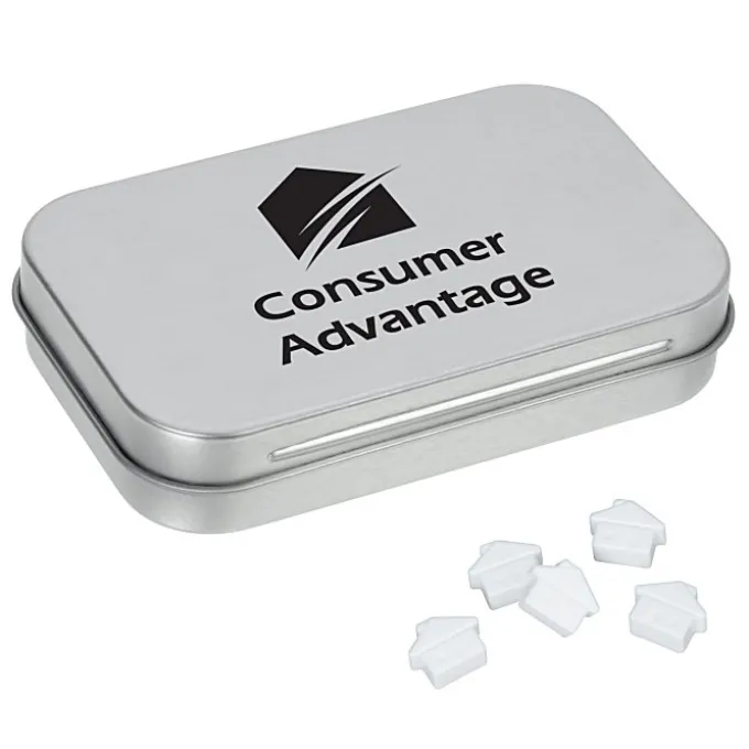 Rectangular Tin with Shaped Mints - House