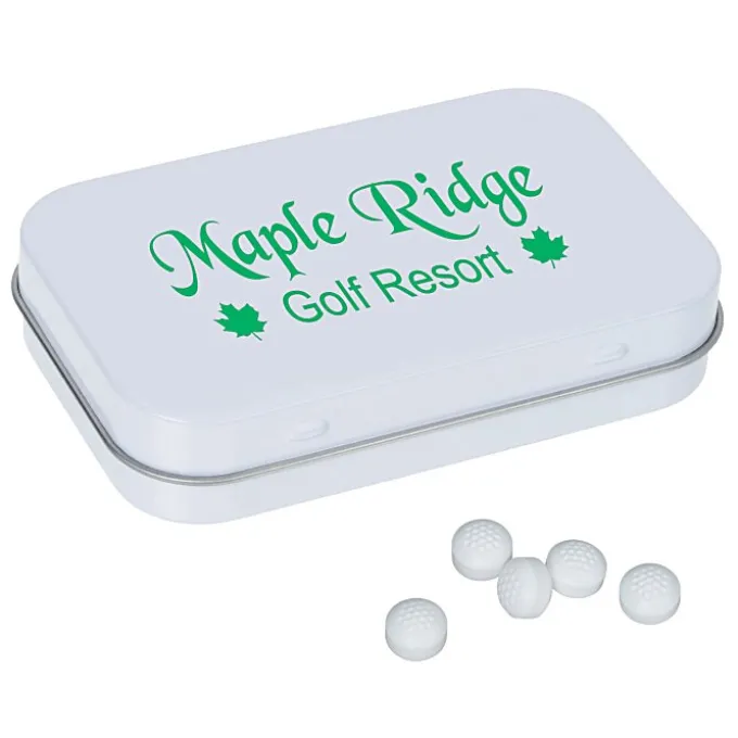 Rectangular Tin with Shaped Mints - Golf Ball