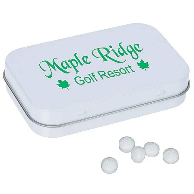 Rectangular Tin with Shaped Mints - Golf Ball