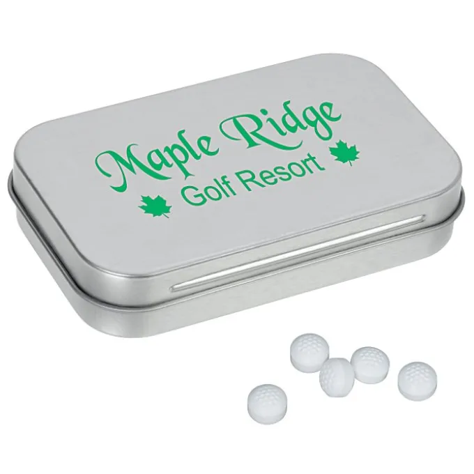 Rectangular Tin with Shaped Mints - Golf Ball