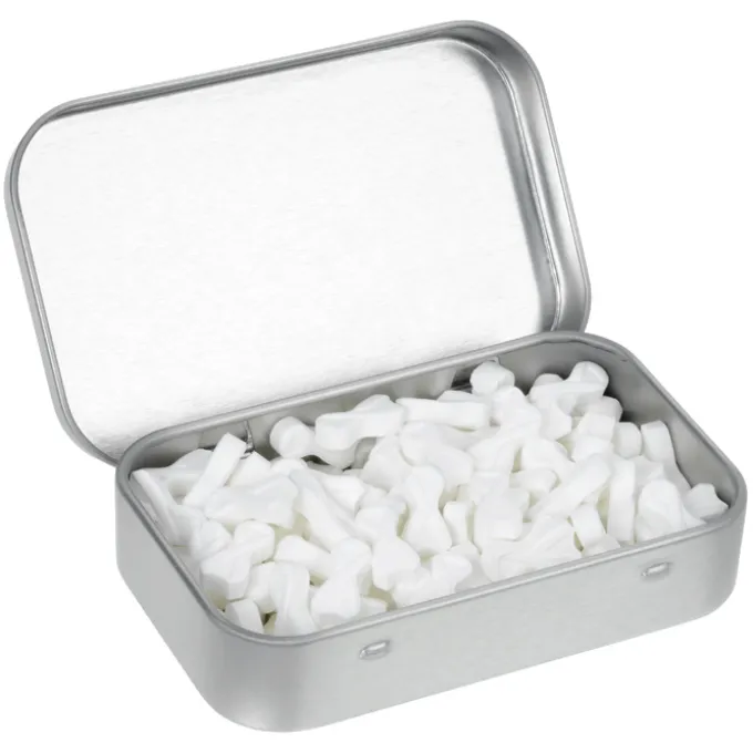 Rectangular Tin with Shaped Mints - Ribbon