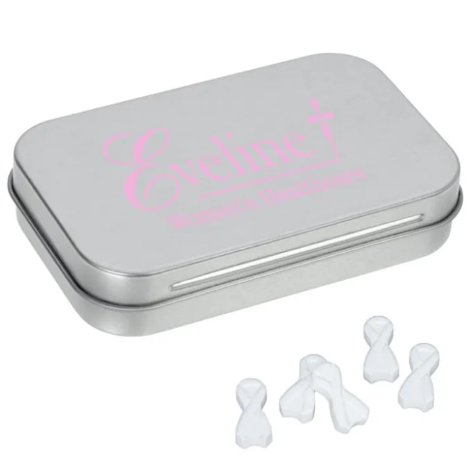Rectangular Tin with Shaped Mints - Ribbon