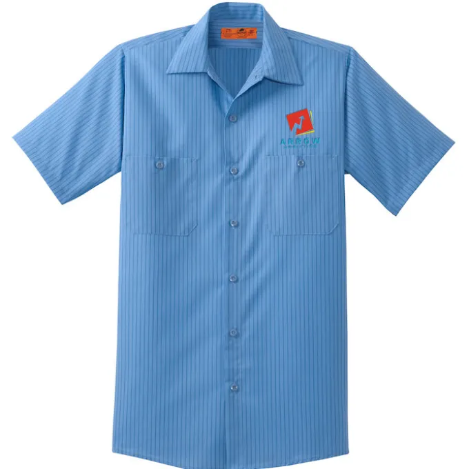 Red Kap Technician Short Sleeve Striped Work Shirt