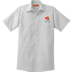 Red Kap Technician Short Sleeve Striped Work Shirt