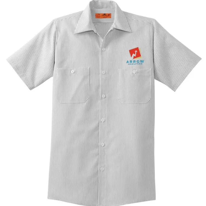 Red Kap Technician Short Sleeve Striped Work Shirt