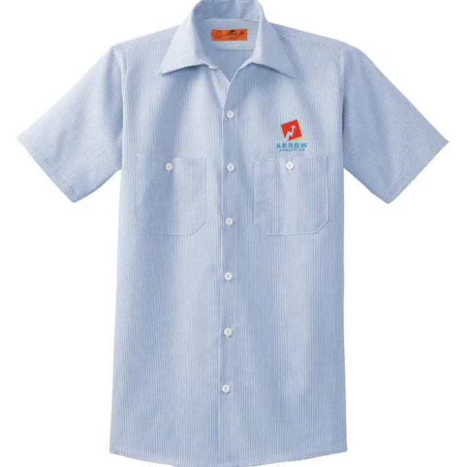 Red Kap Technician Short Sleeve Striped Work Shirt