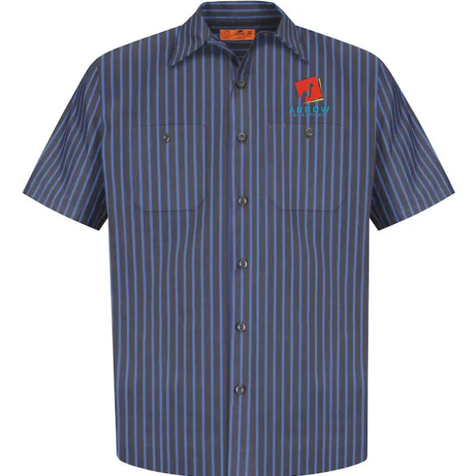 Red Kap Technician Short Sleeve Striped Work Shirt