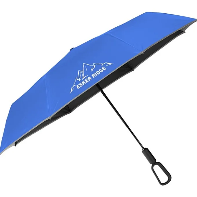 Reflective Edge Umbrella with Carabiner Handle - 46-inch Arc