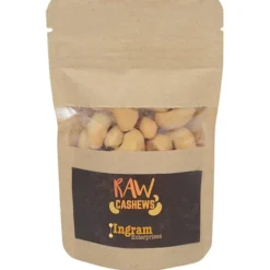 Resealable Kraft Snack Pouch - Raw Cashews