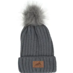 Rib Knit Beanie with Fur Pom Pom