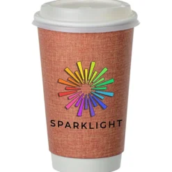 Ridge Full Color Insulated Paper Cup with Lid- 16 oz.