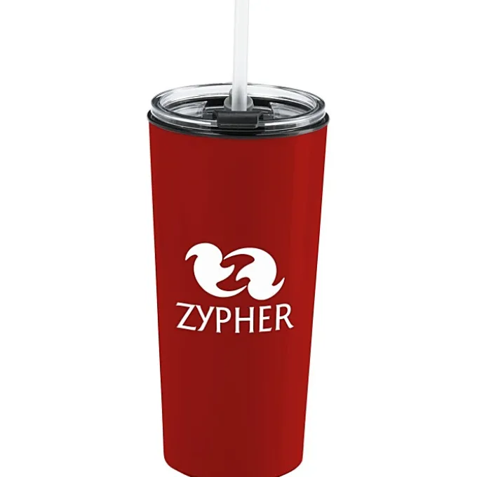 Roadmaster Tumbler with Flip Lid and Straw - 18 oz - Black Interior