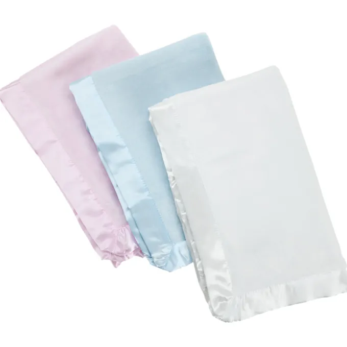 Satin Trim Tahoe Microfleece Baby Blanket