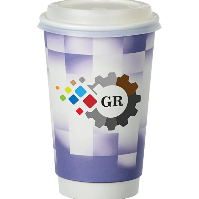 Shady Checkers Full Color Insulated Paper Cup with Lid - 16 oz.