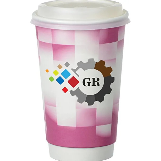 Shady Checkers Full Color Insulated Paper Cup with Lid - 16 oz.