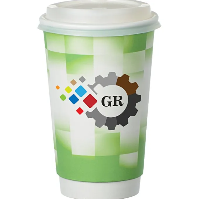 Shady Checkers Full Color Insulated Paper Cup with Lid - 16 oz.
