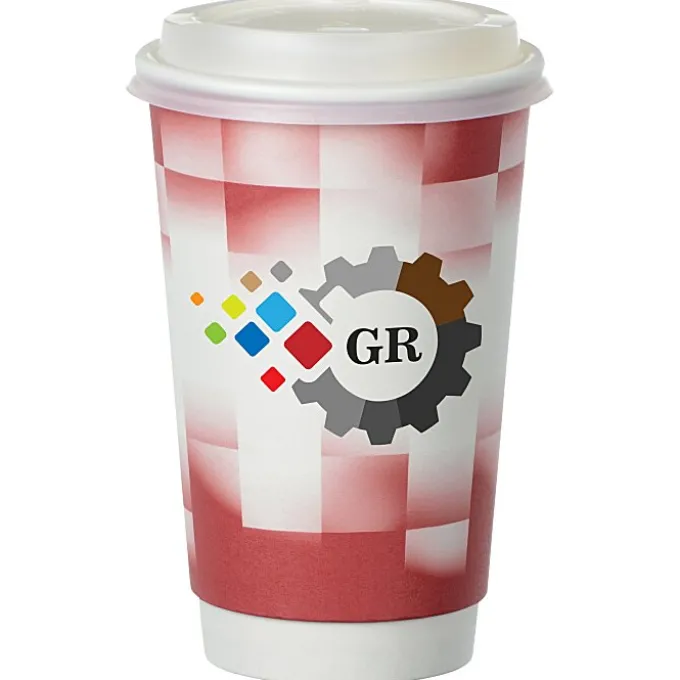 Shady Checkers Full Color Insulated Paper Cup with Lid - 16 oz.
