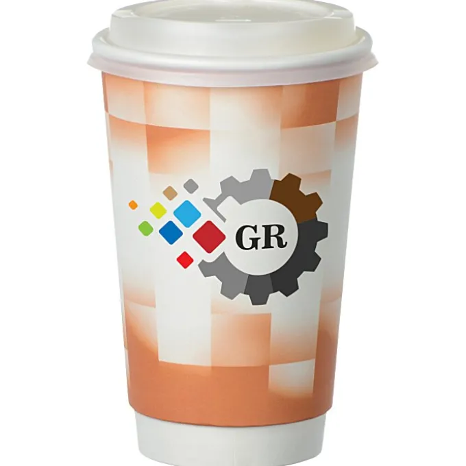 Shady Checkers Full Color Insulated Paper Cup with Lid - 16 oz.