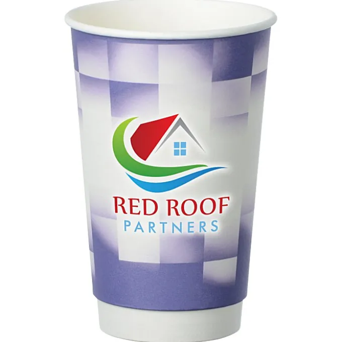 Shady Checkers Full Color Insulated Paper Cup - 16 oz.