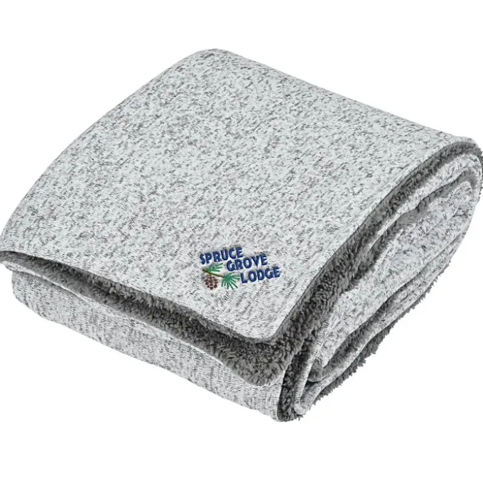 Sherpa Backed Heathered Blanket