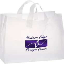 Soft-Loop Frosted Clear Shopper - 12 inches x 16 inches - Foil