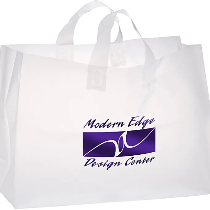 Soft-Loop Frosted Clear Shopper - 12 inches x 16 inches - Foil