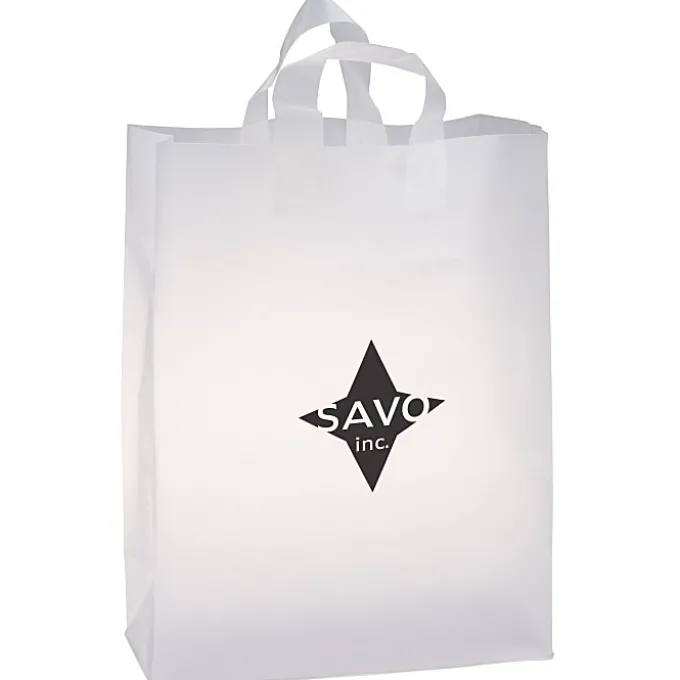 Soft-Loop Frosted Clear Shopper - 17 inches x 13 inches