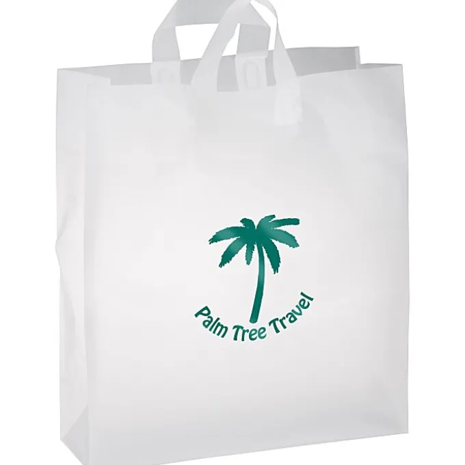 Soft-Loop Frosted Clear Shopper - 19 inches x 16 inches - Foil