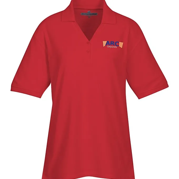 Soft Touch Pique Y-Placket Sport Shirt - Ladies' - Embroidered