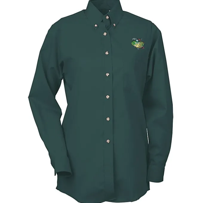 Soil Release Button Down Poplin Shirt - Ladies'