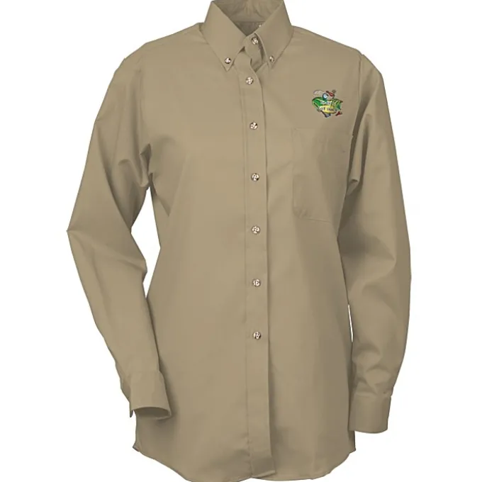 Soil Release Button Down Poplin Shirt - Ladies'