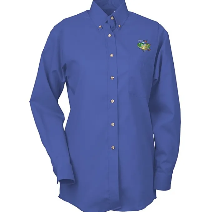 Soil Release Button Down Poplin Shirt - Ladies'