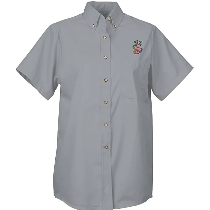 Soil Release Button Down SS Poplin Shirt - Ladies'