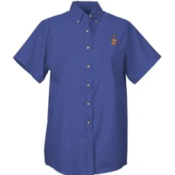 Soil Release Button Down SS Poplin Shirt - Ladies'