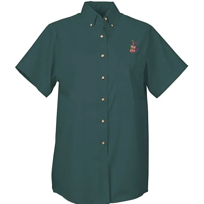 Soil Release Button Down SS Poplin Shirt - Ladies'