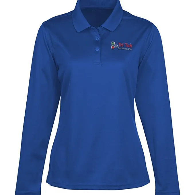 Spin Dye Long Sleeve Pique Polo - Ladies' - Embroidered