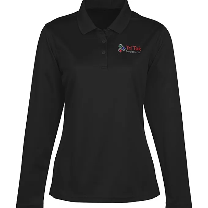 Spin Dye Long Sleeve Pique Polo - Ladies' - Embroidered