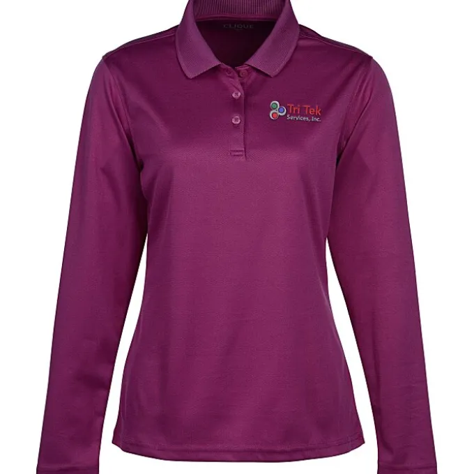 Spin Dye Long Sleeve Pique Polo - Ladies' - Embroidered