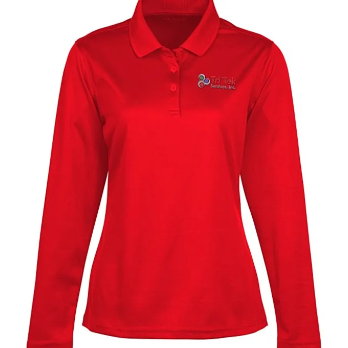 Spin Dye Long Sleeve Pique Polo - Ladies' - Embroidered